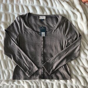 Universal Thread Long Sleeve Button-Up Top - Gray